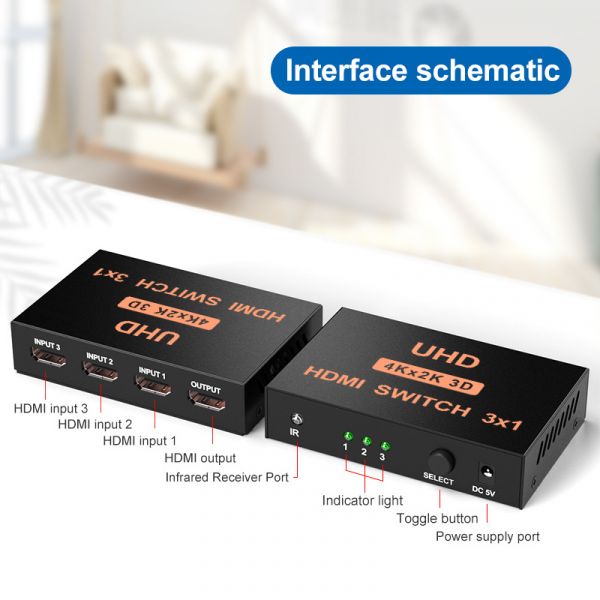 HDMI SWITCH ΜΕΤΑΛΙΚΟ 3IN / 1OUT