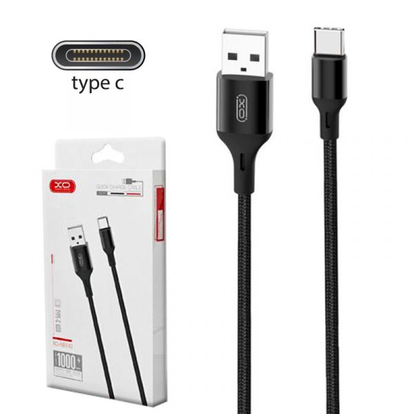XO NB143 Type-C Data Καλώδιο 2.0μ Μαύρο